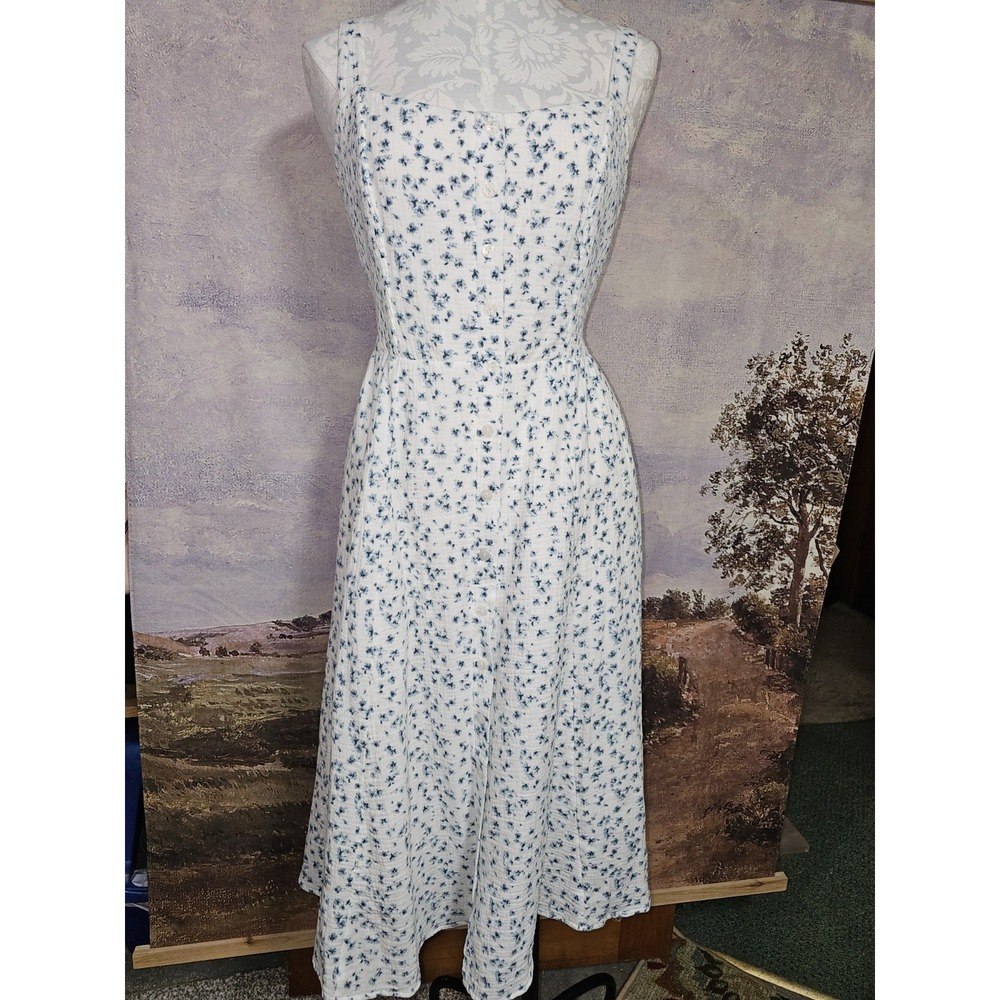 Torrid Floral Blue And White Cottage Core  Sleeveless Midi Dress Size 1